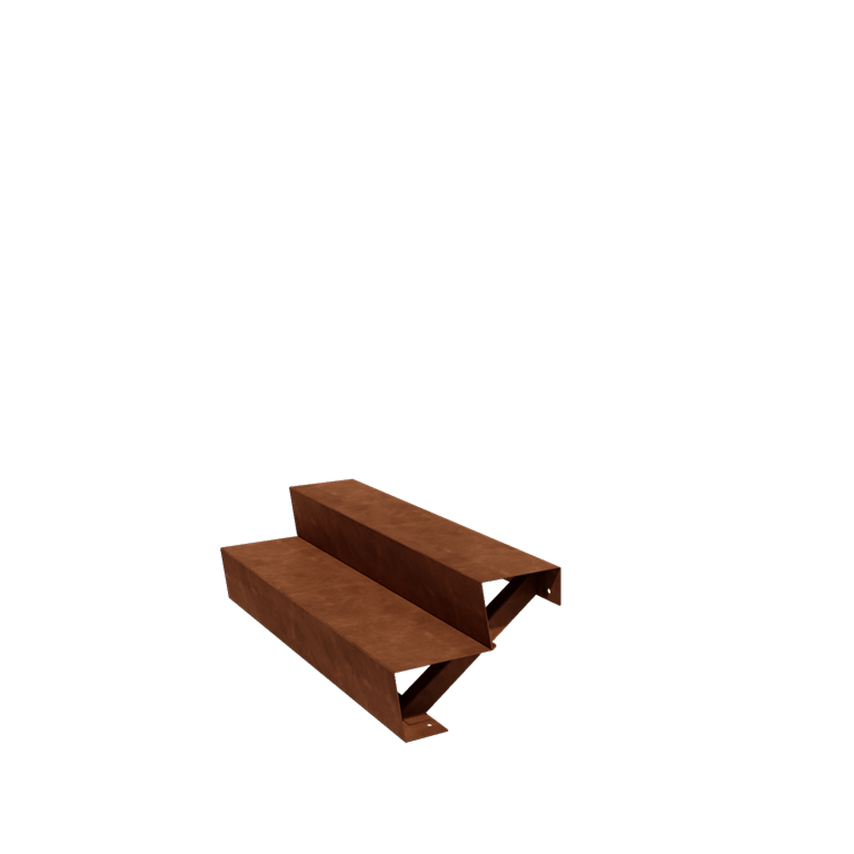 Utomhustrappa i cortenstål - 2-steg - 48 x 120 x 34 cm