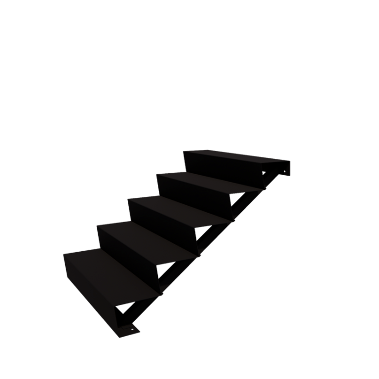 Utomhustrappa i stål - 5-steg - 48 x 100 x 85 cm - RAL9005 matt (svart)
