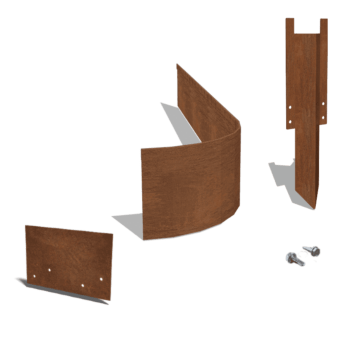 Trädgårdskant tillplanad cortenstål FLEX 23 cm komplett set per 24 meter