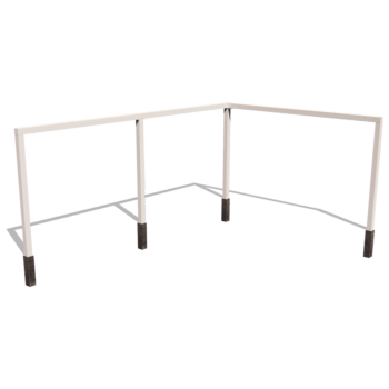 Bänkar i vinkel pergola i pulverlackerat stål 600 x 412 cm