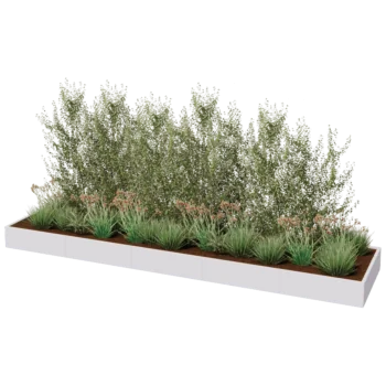 Kruka i stål XXL - Rektangel - 500 x 120 x 30 cm - RAL9010 matt (vit) - Utan bottenplatta