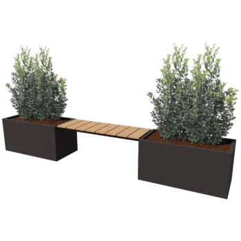 Kruka i stål - Rektangel - 321,2 x 50 x 50 cm - Annan RAL-färg - Utan bottenplatta - Med bänk