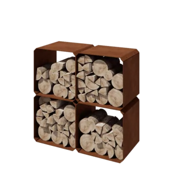 Vedställ i cortenstål - Colorado 4 stycken - 40 x 40 x 40 cm