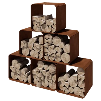 Vedställ i cortenstål - Colorado 6 stycken - 40 x 40 x 40 cm