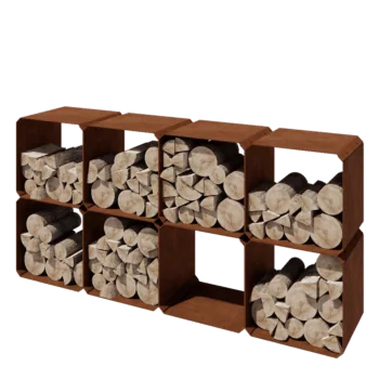 Vedställ i cortenstål - Colorado 8 stycken - 40 x 40 x 40 cm