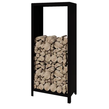 Vedställ i stål - Indiana - 80 x 40 x 180 cm - RAL9005 matt (svart)