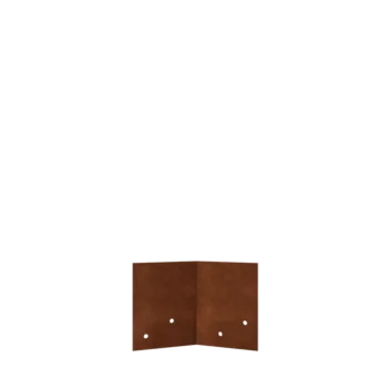 Anslutningsplatta i cortenstål - 45° - Höjd på rabattkant 12 / 15 cm