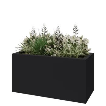 Kruka i polyester - Rektangel - 120 x 50 x 40 cm - RAL7021 matt (svartgrå) - Med botten