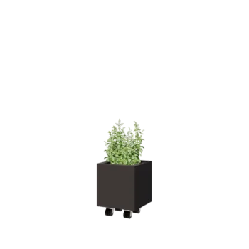 Kruka i stål - Fyrkant - 30 x 30 x 30 cm - Annan RAL-färg - Med bottenplatta - Med hjul