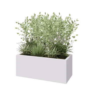 Kruka i polyester - Rektangel - 100 x 40 x 40 cm - RAL9010 matt (vit) - Med botten