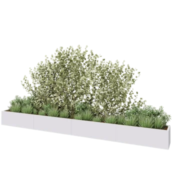 Kruka i stål XXL - Rektangel - 480 x 40 x 40 cm - RAL9010 matt (vit) - Med bottenplatta