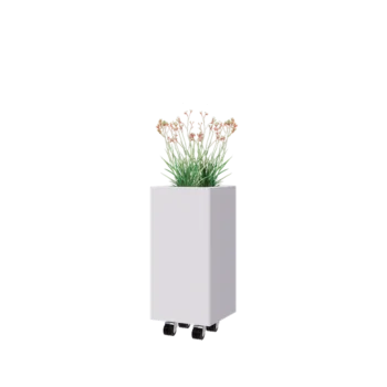 Kruka i stål - Fyrkant - 30 x 30 x 60 cm - RAL9010 matt (vit) - Med bottenplatta - Med hjul