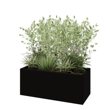 Kruka i polyester - Rektangel - 100 x 40 x 40 cm - RAL9005 matt (svart) - Med botten