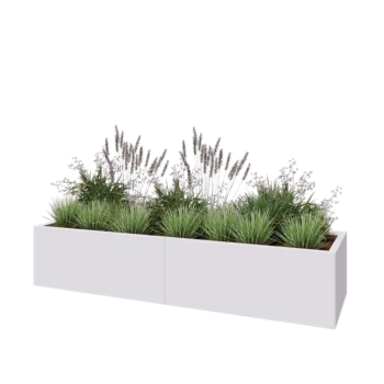 Kruka i stål XXL - Rektangel - 200 x 60 x 40 cm - RAL9010 matt (vit) - Utan bottenplatta