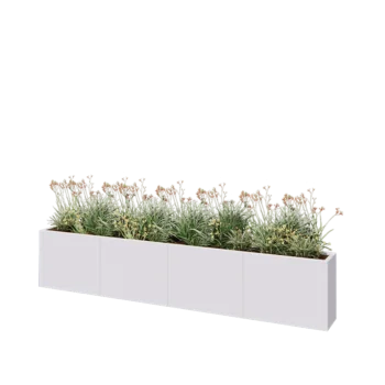 Kruka i stål XXL - Rektangel - 320 x 30 x 60 cm - RAL9010 matt (vit) - Med bottenplatta