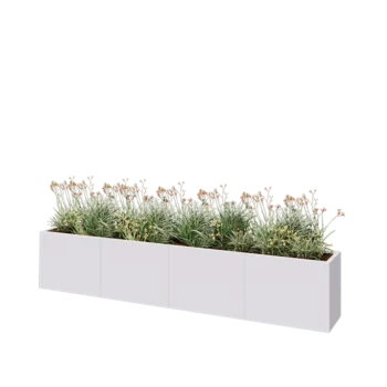 Kruka i stål XXL - Rektangel - 320 x 40 x 60 cm - RAL9010 matt (vit) - Med bottenplatta