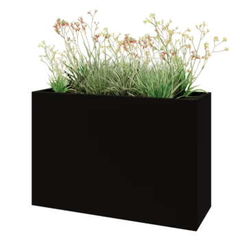 Kruka i polyester - Rektangel - 120 x 40 x 80 cm - RAL9005 matt (svart) - Med botten