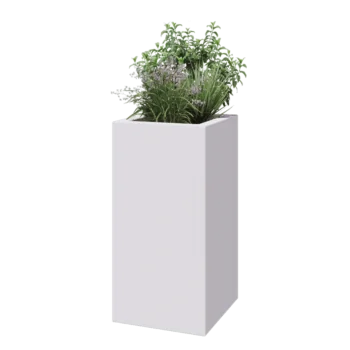 Kruka i polyester - Fyrkant - 50 x 50 x 100 cm - RAL9010 matt (vit) - Med botten