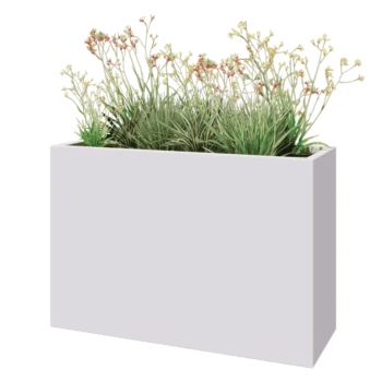 Kruka i polyester - Rektangel - 120 x 40 x 80 cm - RAL9010 matt (vit) - Med botten