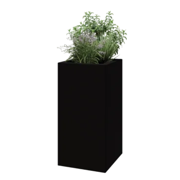 Kruka i polyester - Fyrkant - 50 x 50 x 100 cm - RAL9005 matt (svart) - Med botten