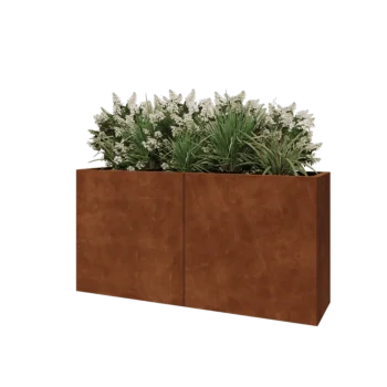 Kruka i cortenstål XXL - Rektangel - 160 x 40 x 80 cm - Med bottenplatta