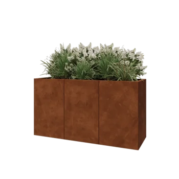 Kruka i cortenstål XXL - Rektangel - 150 x 50 x 80 cm - Med bottenplatta