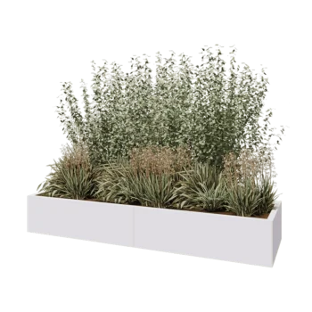 Kruka i stål XXL - Rektangel - 200 x 60 x 30 cm - RAL9010 matt (vit) - Utan bottenplatta
