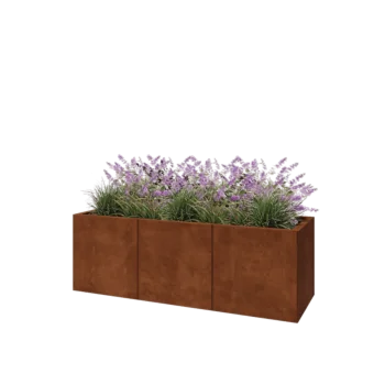 Kruka i cortenstål XXL - Rektangel - 150 x 50 x 50 cm - Med bottenplatta