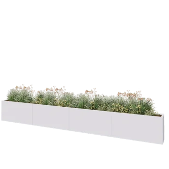 Kruka i stål XXL - Rektangel - 480 x 30 x 60 cm - RAL9010 matt (vit) - Utan bottenplatta