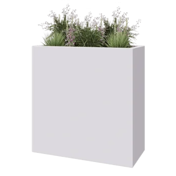 Kruka i polyester - Rektangel - 100 x 40 x 100 cm - RAL9010 matt (vit) - Med botten