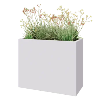 Kruka i polyester - Rektangel - 100 x 40 x 80 cm - RAL9010 matt (vit) - Med botten