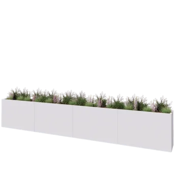 Kruka i stål XXL - Rektangel - 480 x 40 x 80 cm - RAL9010 matt (vit) - Utan bottenplatta