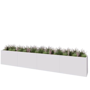 Kruka i stål XXL - Rektangel - 480 x 50 x 80 cm - RAL9010 matt (vit) - Utan bottenplatta