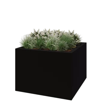 Kruka i polyester - Fyrkant - 140 x 140 x 100 cm - RAL9005 matt (svart) - Med botten