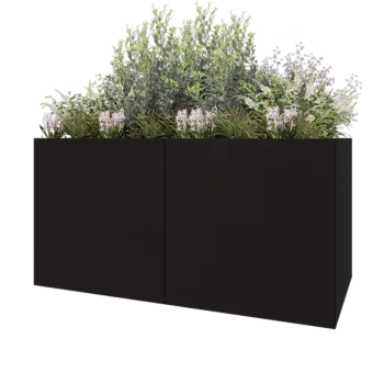 Kruka i stål XXL - Rektangel - 200 x 100 x 100 cm - RAL9005 matt (svart) - Utan bottenplatta