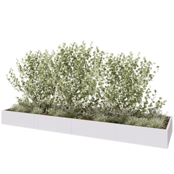 Kruka i stål XXL - Rektangel - 480 x 120 x 40 cm - RAL9010 matt (vit) - Utan bottenplatta