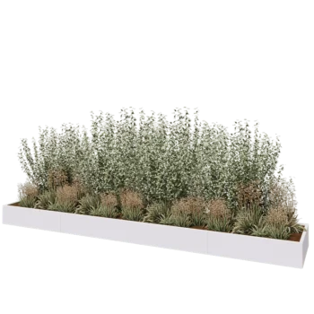 Kruka i stål XXL - Rektangel - 480 x 80 x 30 cm - RAL9010 matt (vit) - Utan bottenplatta