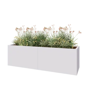 Kruka i stål XXL - Rektangel - 200 x 60 x 60 cm - RAL9010 matt (vit) - Utan bottenplatta