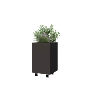 Kruka i stål - Fyrkant - 40 x 40 x 60 cm - Annan RAL-färg - Med bottenplatta - Med hjul
