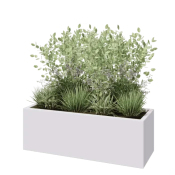 Kruka i polyester - Rektangel - 120 x 40 x 40 cm - RAL9010 matt (vit) - Med botten