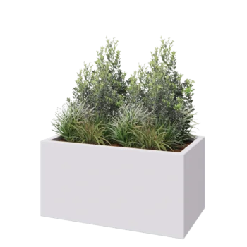 Kruka i polyester - Rektangel - 100 x 50 x 50 cm - RAL9010 matt (vit) - Med botten