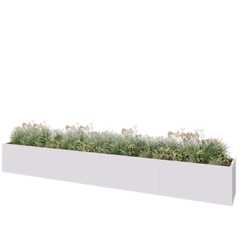 Kruka i stål XXL - Rektangel - 480 x 60 x 60 cm - RAL9010 matt (vit) - Utan bottenplatta