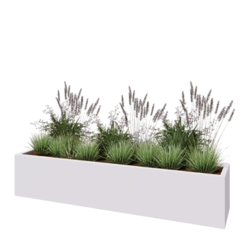Kruka i polyester - Rektangel - 200 x 40 x 40 cm - RAL9010 matt (vit) - Med botten