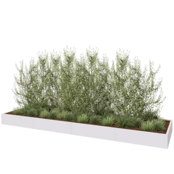 Kruka i stål XXL - Rektangel - 480 x 120 x 30 cm - RAL9010 matt (vit) - Utan bottenplatta