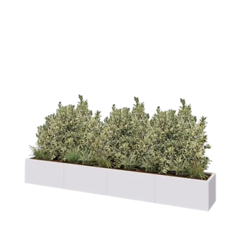 Kruka i stål XXL - Rektangel - 320 x 40 x 40 cm - RAL9010 matt (vit) - Med bottenplatta