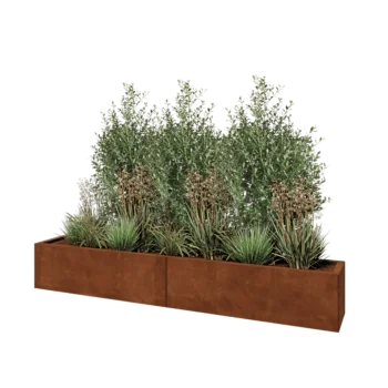 Kruka i cortenstål XXL - Rektangel - 200 x 30 x 30 cm - Utan bottenplatta