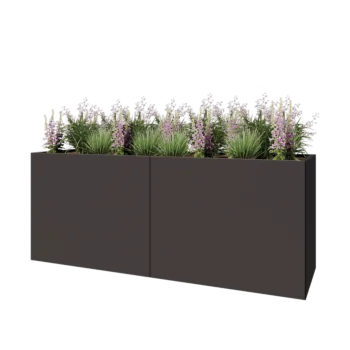 Kruka i stål XXL - Rektangel - 200 x 60 x 80 cm - RAL7016 matt (antracitgrå) - Med bottenplatta