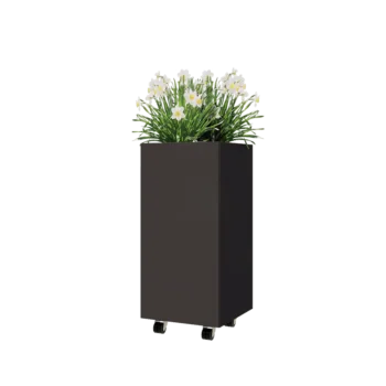 Kruka i stål - Fyrkant - 40 x 40 x 80 cm - Annan RAL-färg - Med bottenplatta - Med hjul