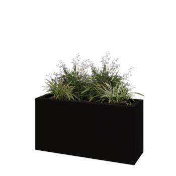 Kruka i polyester - Rektangel - 100 x 30 x 50 cm - RAL9005 matt (svart) - Med botten