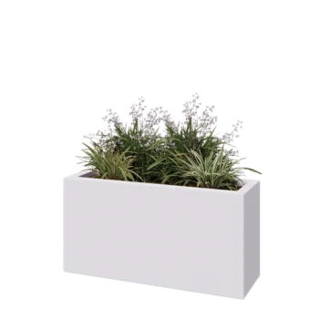 Kruka i polyester - Rektangel - 100 x 30 x 50 cm - RAL9010 matt (vit) - Med botten